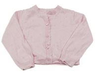 Růžový perforovaný propínací crop svetr Nutmeg