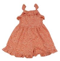 Červený květovaný šifonový kraťasový sukňový overal s volánky Next