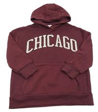 Vínová mikina s nápisem a kapucí Primark