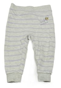 Světlešedo-lila pruhované tepláky s včelou Pocopiano