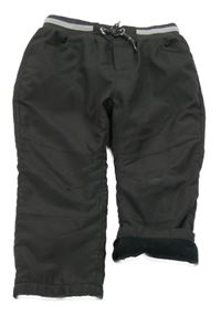 Antracitové šusťákové zateplené kalhoty s úpletovým pasem Kanz