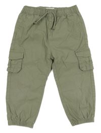 Khaki plátěné cargo cuff kalhoty Primark