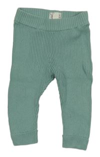 Zelené žebrované pletené tepláky Pocopiano