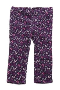 Fialové manšestrové elastické kalhoty s mašlemi H&M