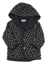 Antracitová vzorovaná podšitá propínací mikina s kapucí Topomini