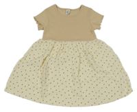 Béžovo-krémové bavlněno/mušelínové šaty s puntíky Topolino