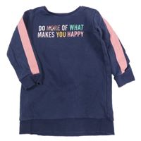 Tmavomodré teplákové šaty s nápisem s flitry F&F