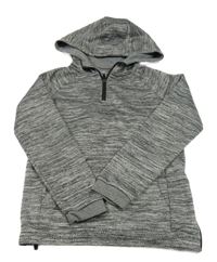 Tmavošedá melírovaná sportovní mikina s kapucí Primark