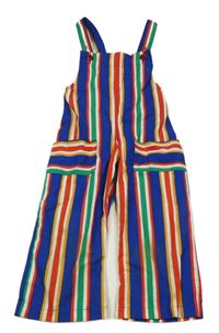 Modro-barevné pruhované laclové kalhoty