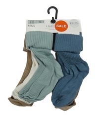 Nové - 5x ponožky - zelenošedé + smetanové + hnědé + šedé + modré M&S