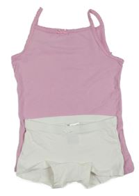 2set - Růžová košilka + smetanové kalhotky H&M
