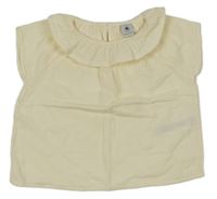Smetanové mušelínové tričko s límečkem Petit Bateau