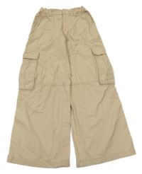 Béžové plátěné široké cargo kalhoty H&M