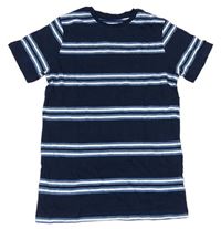 Tmavomodro-modro-bílé pruhované tričko PRIMARK