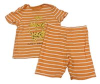 Oranžovo-bílé pruhované pyžamo s leopardy F&F