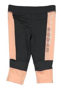 Tmavošedo-meruňkové sportovní crop legíny 