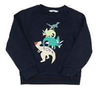 Tmavomodrá mikina s dinosaury M&S