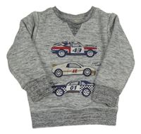 Šedá melírovaná zateplená mikina s auty Next