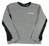 Šedá melírovaná mikina s šusťákovými prvky logem Nike air