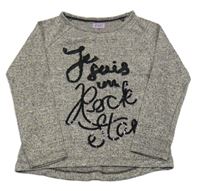 Šedo-zlatý třpytivý melírovaný lehký svetr s nápisem F&F