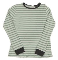 Bílo-zelené pruhované žebrované pyžamové triko