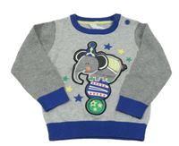 Šedo-modrý lehký svetr se slonem C&A