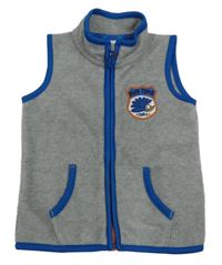 Šedá fleecová propínací mikina s modrým lemem C&A