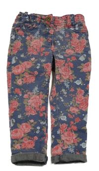 Modro-růžové květované lehké rifle F&F