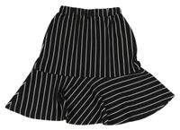 Černá pruhovaná sukně s volánem shein