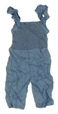 Světlemodrý kalhotový overal s žabičkováním 