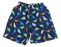 Tmavomodré plážové kraťasy s barevnými dinosaury Kiki&Koko