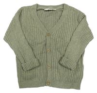 Khaki žebrovaný propínací svetr H&M