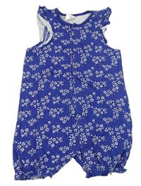 Modro-bílý květovaný kraťasový overal H&M