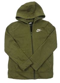 Khaki propínací mikina s logem a kapucí Nike