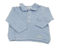 Světlemodrý žebrovaný svetr s límečkem 