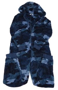 Tmavomodrá amry plyšová kombinéza s kapucí M&S