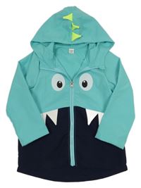 Světlemodro-tmavomodrá šusťáková jarní bunda s příšerkou a kapucí Shein