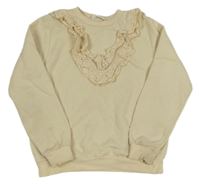 Béžová mikina s volánky s madeirou H&M