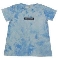 Světlemodré batikované tričko s nápisem Shein