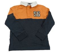 Tmavošedo-oranžové polo triko s číslem Tu