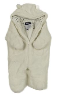 Bílá plyšová zateplená kombinéza s kapucí Kiabi 