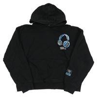 Černá mikina se sluchátky a kapucí C&A