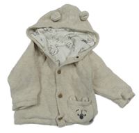 Béžový propínací podšitý svetr s Medvídkem Pú a kapucí George