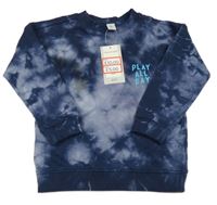 Nové - Tmavomodrá batikovaná mikina s nápisem Tu