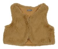 Hnědá kožešinová podšitá crop vesta Next