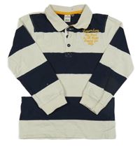 Béžovo-tmavomodré pruhované polo triko s nápisem VINGINO