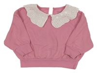 Růžová oversize mikina s límečkem s madeirou Primark