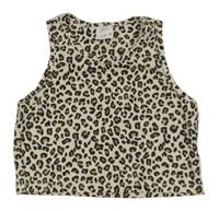 Béžovo-černý crop top s leopardím vzorem Zara