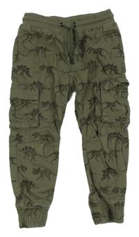 Khaki plátěné podšité cargo cuff kalhoty s diny F&F