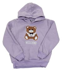 Lila mikina s medvídkem a kapucí Moschino